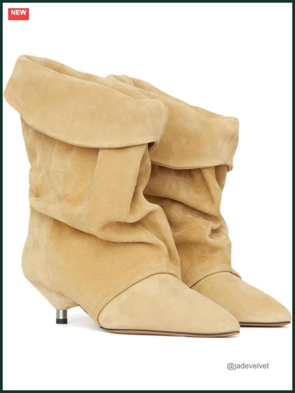 MAVMAX Women's Slouchy Fold Over Ankle Boots Suede Kitten Heel Booties